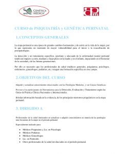 Curso Psiquiatría y Genética Perinatal GPA Genética Médica IG Ubicación Lugar Costo